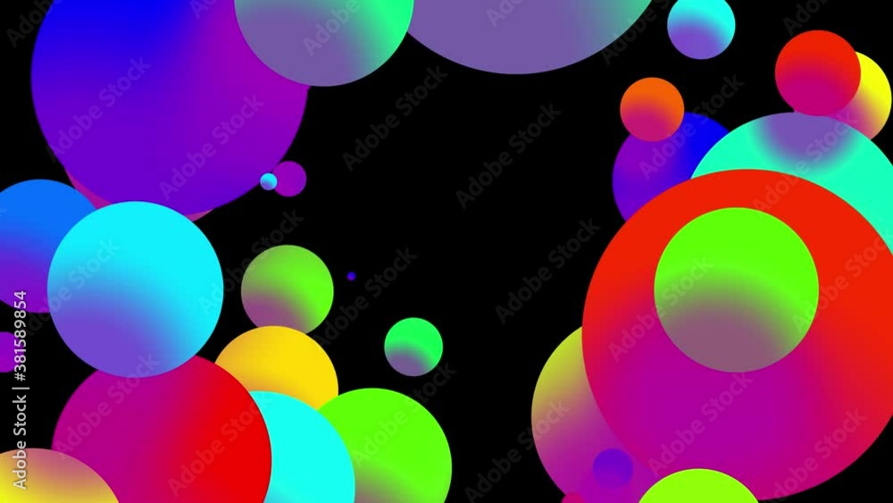 Poster 4k looped seamless abstract background with beautiful multi-colored circles in 2d flat style move sm