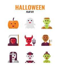 Flat icon set of halloween. icons set1
