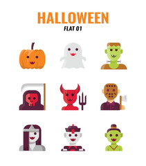 Obraz premium Flat icon set of halloween. icons set1