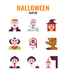 Fototapeta premium Flat icon set of halloween. icons set2