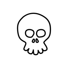 Logotipo lineal calavera de dibujos animados en color negro