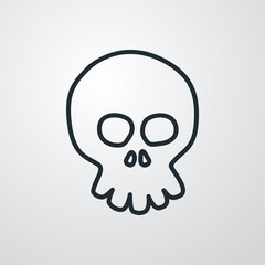 Logotipo lineal calavera de dibujos animados en fondo gris