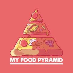 Pizza food pyramid vector illustration. Fast food, diet, nutrition, lifestyle design concept