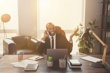 Portrait of his he nice attractive classy cheerful cheery guy ceo boss chief banker economist...