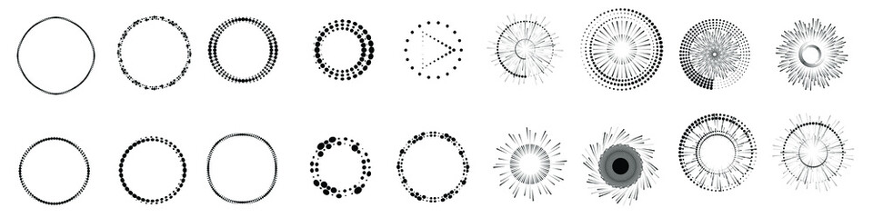 Halftone dots in circle form. round logo . vector dotted frame . design element