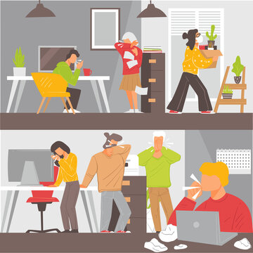 Sick employees coughing, reopening of offices