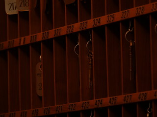 Hotel keyrack with numbers