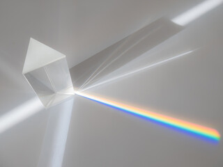 Scattering of a ray of sunlight (white light) through a prism creating refraction, reflection and...