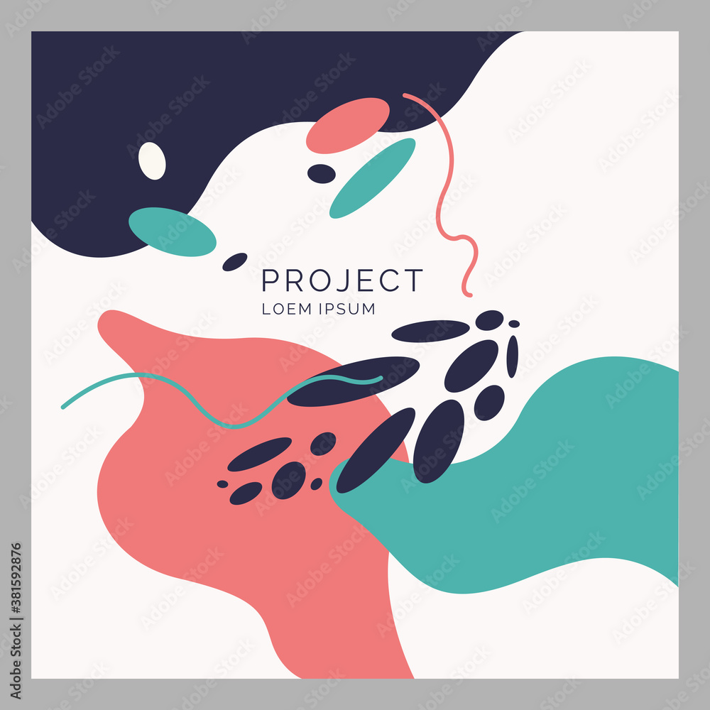 Poster modern backgrounds with abstract elements and dynamic shapes. compositions of colored spots. vector 