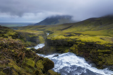 waterfall in the mountains