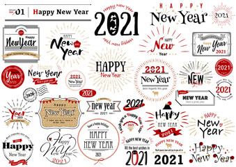 年賀状文字デザイン2021　色替え