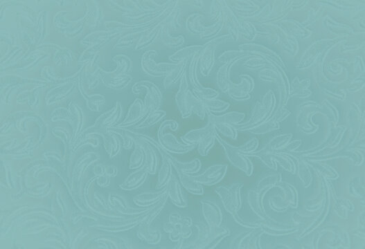 Turquoise Background With Floral Fantasy Pattern