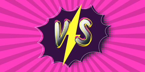 Poster symbols of confrontation VS. Vector illustration with a trendy style. Banner in the style of comics.