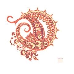 Paisley isolated pattern. Vintage illustration in batik style