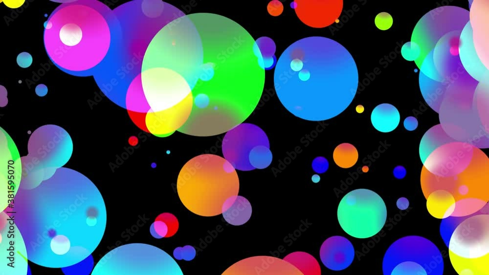 Poster 4k looped seamless abstract background with beautiful multi-colored circles in 2d flat style move sm