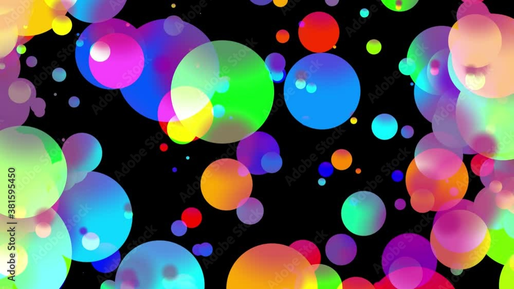 Poster 4k looped seamless abstract background with beautiful multi-colored circles in 2d flat style move sm