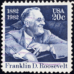 Franklin D.Roosevelt on american postage stamp - obrazy, fototapety, plakaty