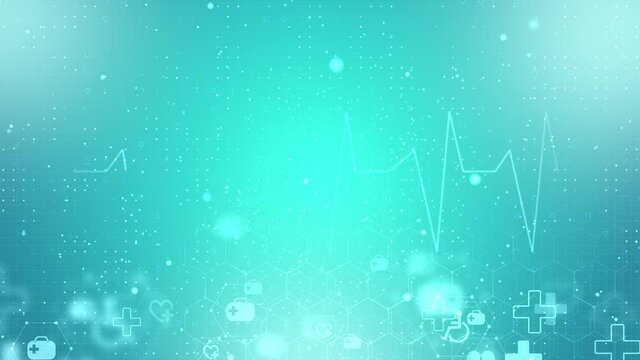 Medical and biomedical healthcare technology concept. User interface diagnosis concept. 4K motion video footage hexagons, structure molecule, 3d rendering science, technology and medical.