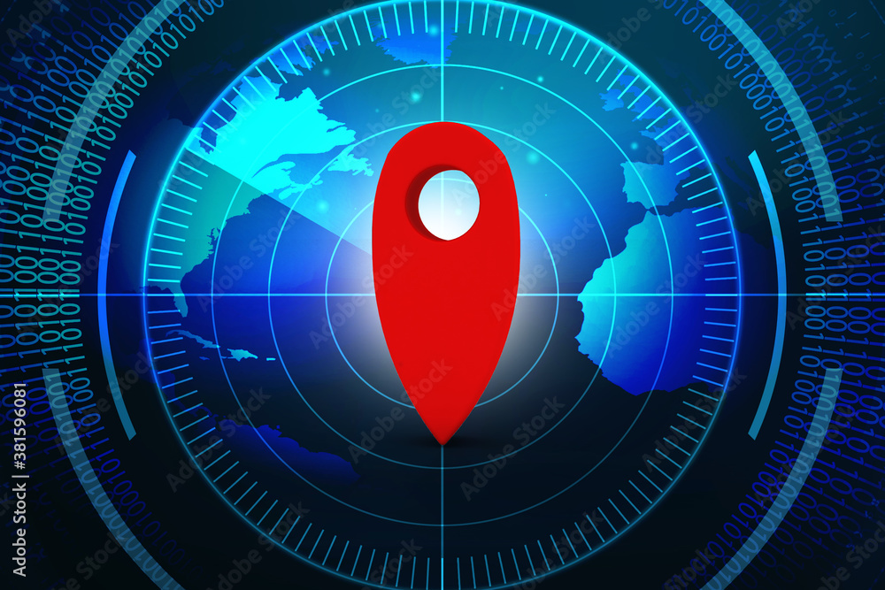 Poster 3d rendering red map pointer