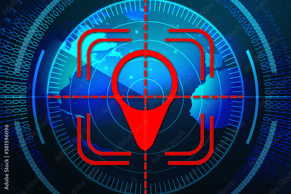 Poster 2d rendering red map pointer