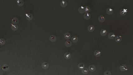 Social distancing at corona times - 3D Rendering