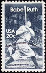 Babe Ruth on old american postage stamp