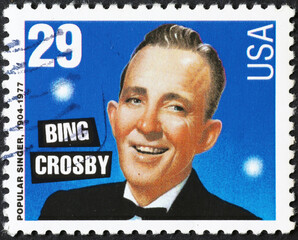 Bing Crosby on american postage stamp