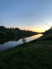 sunset over the river