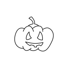 Halloween pumpkin hand drawn line icon. Editable stroke