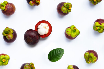 Mangosteen on white background.