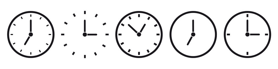 Clock Icons Set - Editable Vector Illustrations - Isolated On White Background