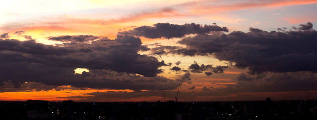 sunset panorama view of the city
