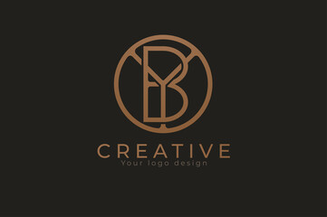 Abstract initial letter Y and B logo,usable for branding and business logos, Flat Logo Design Template, vector illustration