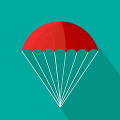 Illustration of a parachute isolated on a turquoise background. vector