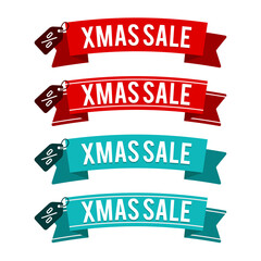 Xmas Sale ribbons on white Background.
