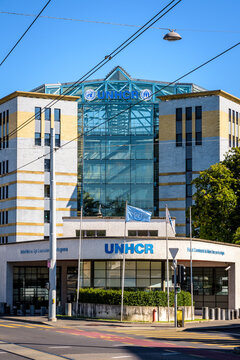 Geneva, Switzerland - September 3, 2020: Headquarters Of The United Nations High Commissioner For Refugees (UNHCR), A UN Specialized Agency Created In 1950 To Assist Refugees Around The World.