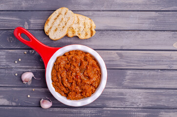 Vegetable pate in a ceramic dish