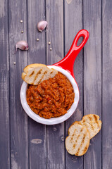 Vegetable pate in a ceramic dish