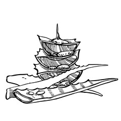 Aloe Vera plant on white Background. Graphic illustration agave, aloe vera, succulent, green plant. Botanical graphic illustration of Aloe Vera.