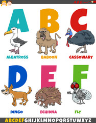 educational cartoon alphabet collection with funny animals