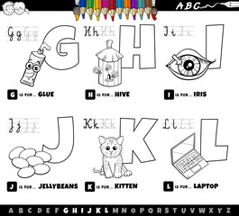 educational cartoon alphabet set coloring book