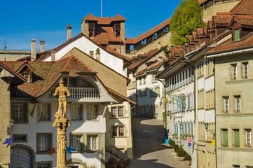 Fototapeta premium Fountain of Fidelity in Fribourg, switzerland