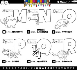 educational cartoon alphabet letters set coloring book