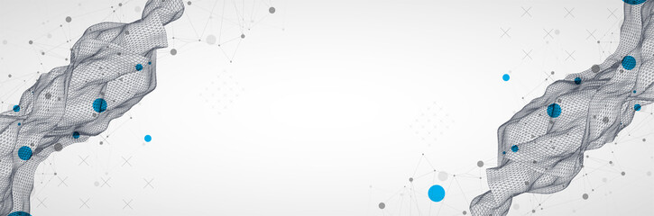 Wireframe background with plexus effect. Futuristic vector illustration.