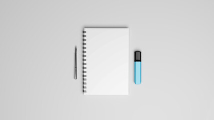 Blank white stationery on white background.