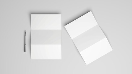 Blank white stationery on white background.