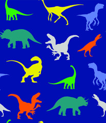 Obraz na płótnie Canvas Abstract Hand Drawing Dinosaurs Repeating Vector Pattern Isolated Background