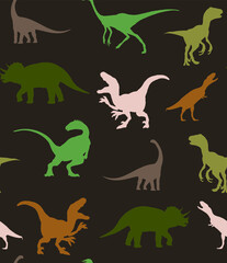Abstract Hand Drawing Dinosaurs Repeating Vector Pattern Isolated Background