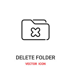 delete folder icon vector symbol. delete folder symbol icon vector for your design. Modern outline icon for your website and mobile app design.