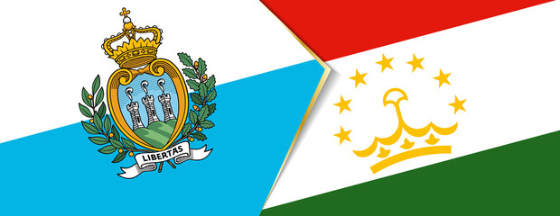 San Marino and Tajikistan flags, two vector flags.